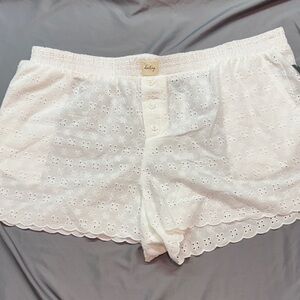 Cottagecore White Eyelet Costal Cowgirl Loungewear Shorts NWT